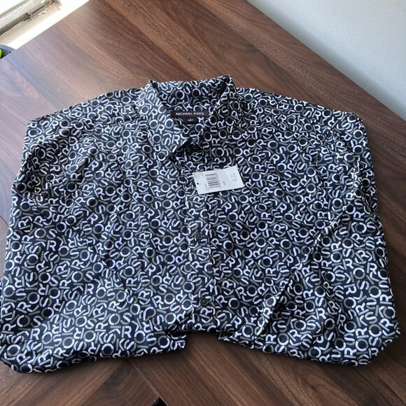 NWT Michael Kors Collection Men's Monogram Long-sleeve Shirt in Large - Picture 3 of 6